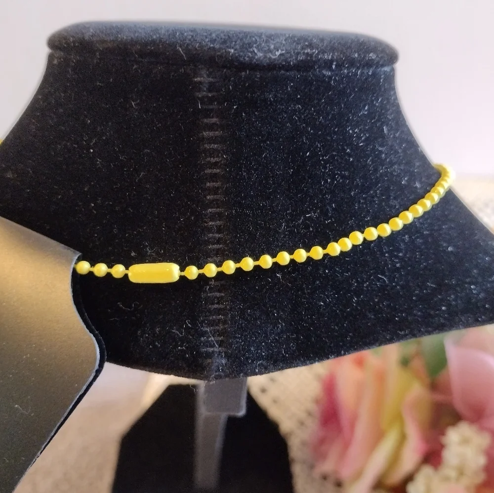 Happy Birthday Cake Pendant Charm on a yellow Ball chain Necklace
